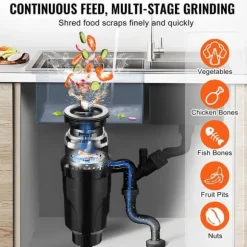 Sophantering 1/2 HP, kontinuerlig matavfallshantering, EZ Connect, effektiv hushållslösning, enkel installation, hållbar avfallshantering