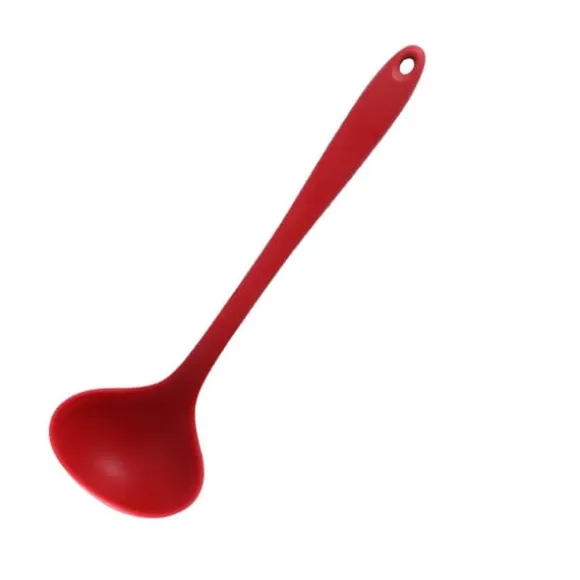 Soppslev Serveringssked Silikon 11,2 tum Bekvämt grepp Värmebeständigt köksredskap för middag Hem Röd