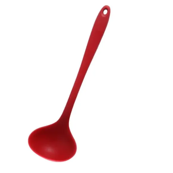 Soppslev Serveringssked Silikon 11,2 tum Bekvämt grepp Värmebeständigt köksredskap för middag Hem Röd