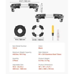 Soptunnedolly, 38x38x11 cm, Svart, Justerbar rullvagn