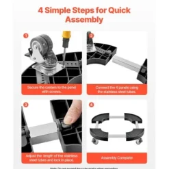 Soptunnedolly, 38x38x11 cm, Svart, Justerbar rullvagn