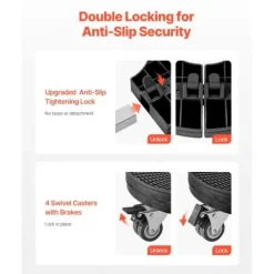 Soptunnedolly, 38x38x11 cm, Svart, Justerbar rullvagn