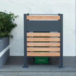 Soptunnesskydd Uusikaupunki 120x91x91 cm trämönster [en.casa]