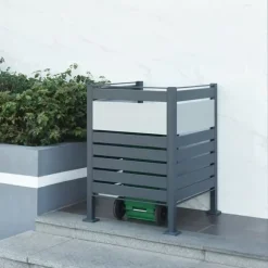 Soptunnesskydd Uusikaupunki 120x91x91 cm silver [en.casa]