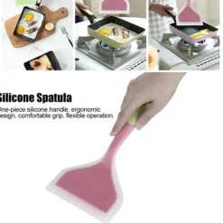 Spatel i silikon - Non-stick bred vändare för tårta, biff, pizza - grön