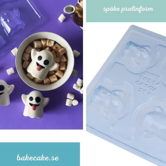 Spökformad 3D Chokladform - 3-delad Silikonform för Halloween Pralinform