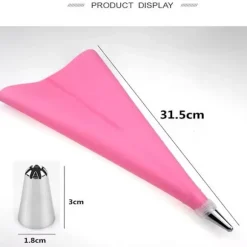 Spritspåse med 12-pack Tyllar för Bakning och Dekoration Rosa