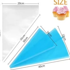 Spritzpåsar - Nifogo - 100 Engångspåsar - 2 Silikonpåsar - Livsmedelsplast