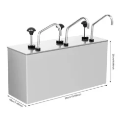 Såsdispenser, Rostfritt Stål, 3 Pumphuvuden,Silver