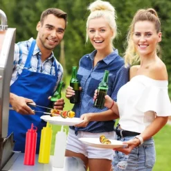 Såsdispenser-set, 21x7x5,5 cm, röd gul vit