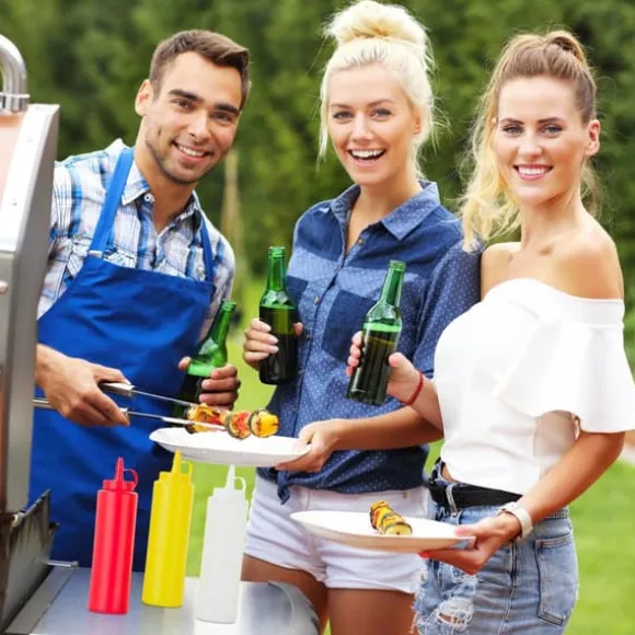 Såsdispenser-set, 21x7x5,5 cm, röd gul vit