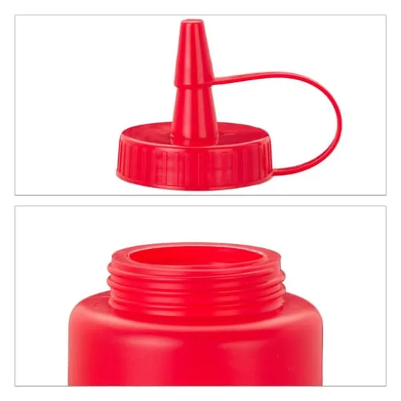 Såsdispenser-set, 21x7x5,5 cm, röd gul vit