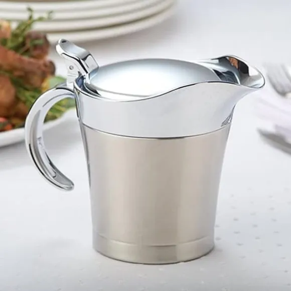 Såsskål med lock, 750 ml dubbelväggig såsskål, dubbelväggig isolerad såsskål i rostfritt stål, kastrull med lock för såser, gräddsåser, salladsdressin | CDON