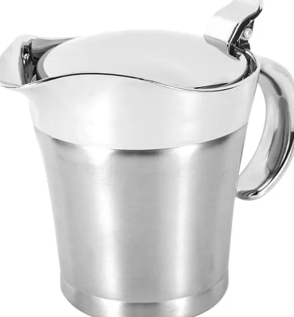 Såsskål med lock, 750 ml dubbelväggig såsskål, dubbelväggig isolerad såsskål i rostfritt stål, kastrull med lock för såser, gräddsåser, salladsdressin | CDON