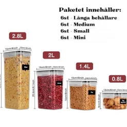 24st Förvaringsburkar - Lufttäta burkar med lock