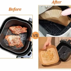 50st Fyrkantiga Airfryer Papper – Bakplåtspapper för Luftfritös 16cm