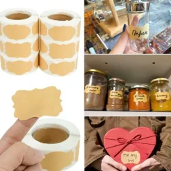 250st Kraftpapper Etiketter för Burkar, Presenter + Penna