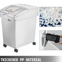 3st 25L mjölförvaringsbehållare med 4 hjul, genomskinligt skjutlock och skopa, förtjockat PP-material, bra tätning, bred applikation