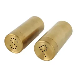 2st Salt Peppar kryddflaska Professionell 304 rostfritt stål kryddflaska för kök Camping Utomhusgrill Guld