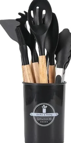 12st Silikon Köksredskap i Ställ - Värmebeständiga redskap