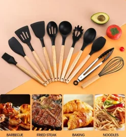 12st Silikon Köksredskap i Ställ - Värmebeständiga redskap