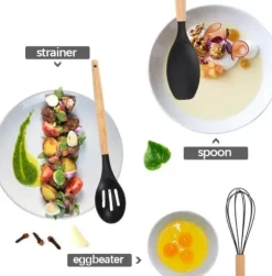 12st Silikon Köksredskap i Ställ - Värmebeständiga redskap