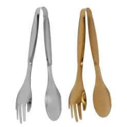 2st skedgaffeltång Liten serveringstång i rostfritt stål Matklämma Salladstång för konditorivaror Buffé Kökstillbehör