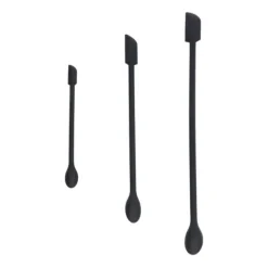 3st spatel livsmedelsklassad silikon med dubbelt huvud fruktsylt grädde Makeup spatel för kök Svart