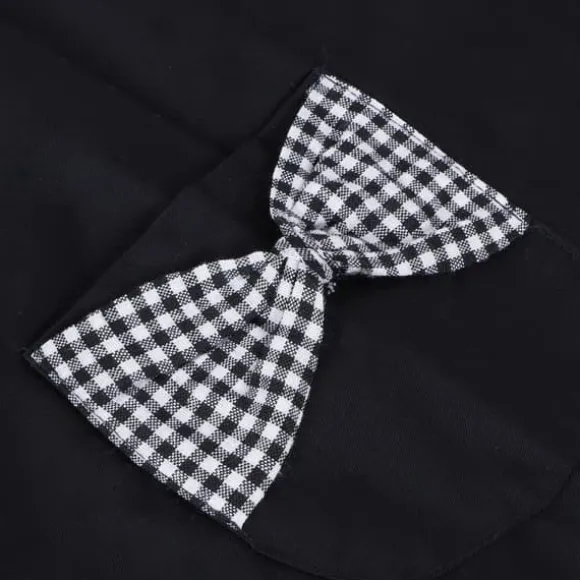 Söt Vintage Damförkläde Rosett Spetsdekoration med Ficka för Köksmatlagningstillbehör Svart