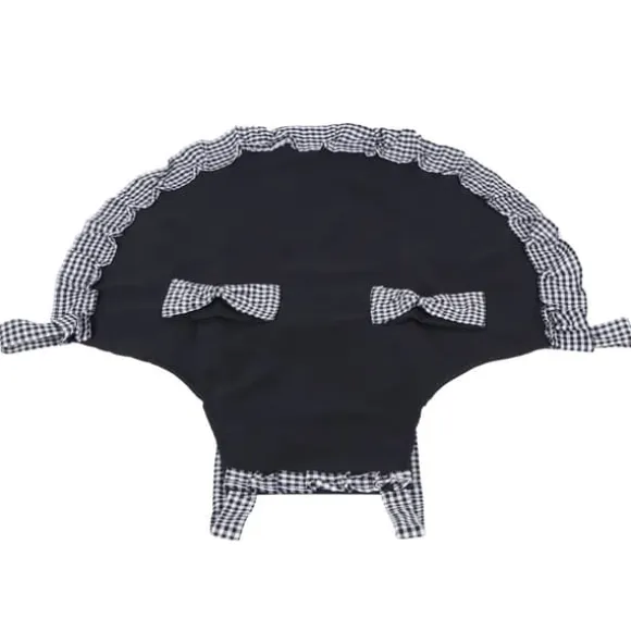 Söt Vintage Damförkläde Rosett Spetsdekoration med Ficka för Köksmatlagningstillbehör Svart