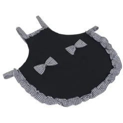 Söt Vintage Damförkläde Rosett Spetsdekoration med Ficka för Köksmatlagningstillbehör Svart