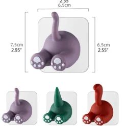 Söta tecknade djursvansväggskrokar Multifunktionella klibbkrokar för att hänga tandborste Dusch Hemväggsarrangör