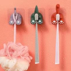 Söta tecknade djursvansväggskrokar Multifunktionella klibbkrokar för att hänga tandborste Dusch Hemväggsarrangör