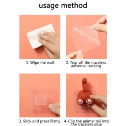 Söta tecknade djursvansväggskrokar Multifunktionella klibbkrokar för att hänga tandborste Dusch Hemväggsarrangör