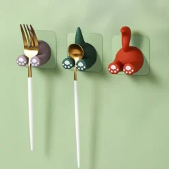 Söta tecknade djursvansväggskrokar Multifunktionella klibbkrokar för att hänga tandborste Dusch Hemväggsarrangör