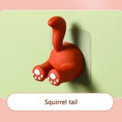 Söta tecknade djursvansväggskrokar Multifunktionella klibbkrokar för att hänga tandborste Dusch Hemväggsarrangör