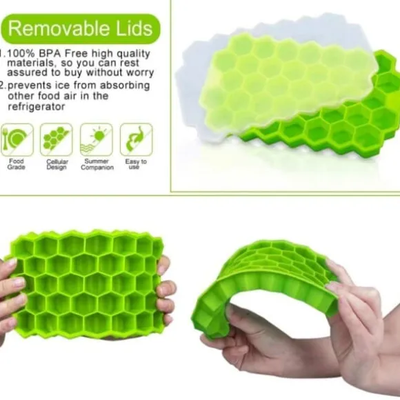 Stapelbar Isform med Lock – Iskubsform Hexagon Bakform Silikon