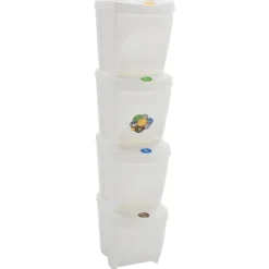 Stapelbara soptunnor 4 st vit 100 L polypropen