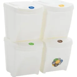 Stapelbara soptunnor 4 st vit 100 L polypropen