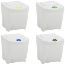 Stapelbara soptunnor 4 st vit 100 L polypropen