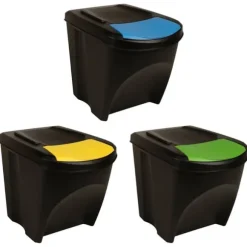 Staplingsbara soptunnor 3 st antracit 75 L