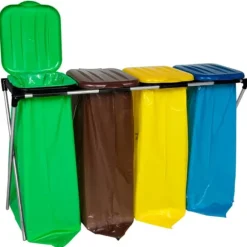 Stativhållare för 120L sopsäckar för segregering - 4 typer av avfall