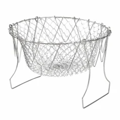 Stekkorg i rostfritt stål Hopfällbar, måttlig masktäthet, mångsidigt matlagningsnät för kök