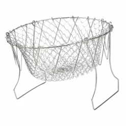 Stekkorg i rostfritt stål Hopfällbar, måttlig masktäthet, mångsidigt matlagningsnät för kök