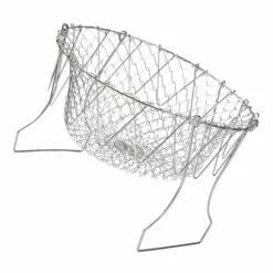 Stekkorg i rostfritt stål Hopfällbar, måttlig masktäthet, mångsidigt matlagningsnät för kök