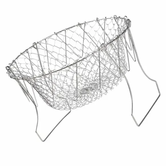 Stekkorg i rostfritt stål Hopfällbar, måttlig masktäthet, mångsidigt matlagningsnät för kök