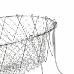 Stekkorg i rostfritt stål Hopfällbar, måttlig masktäthet, mångsidigt matlagningsnät för kök