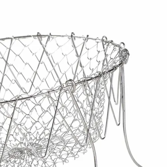 Stekkorg i rostfritt stål Hopfällbar, måttlig masktäthet, mångsidigt matlagningsnät för kök