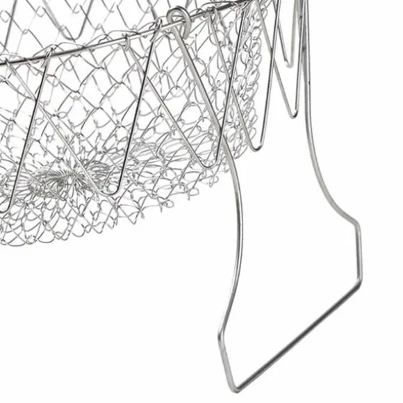 Stekkorg i rostfritt stål Hopfällbar, måttlig masktäthet, mångsidigt matlagningsnät för kök