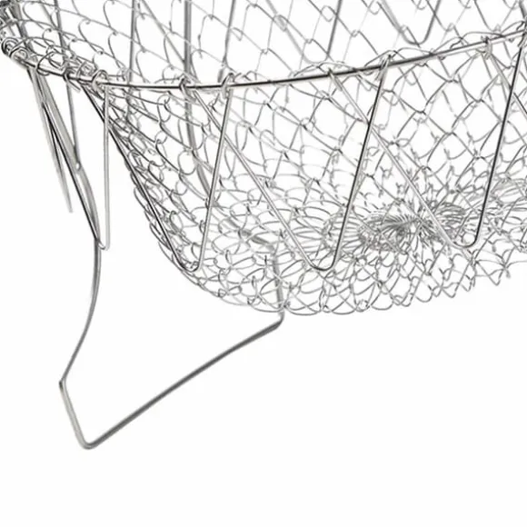 Stekkorg i rostfritt stål Hopfällbar, måttlig masktäthet, mångsidigt matlagningsnät för kök